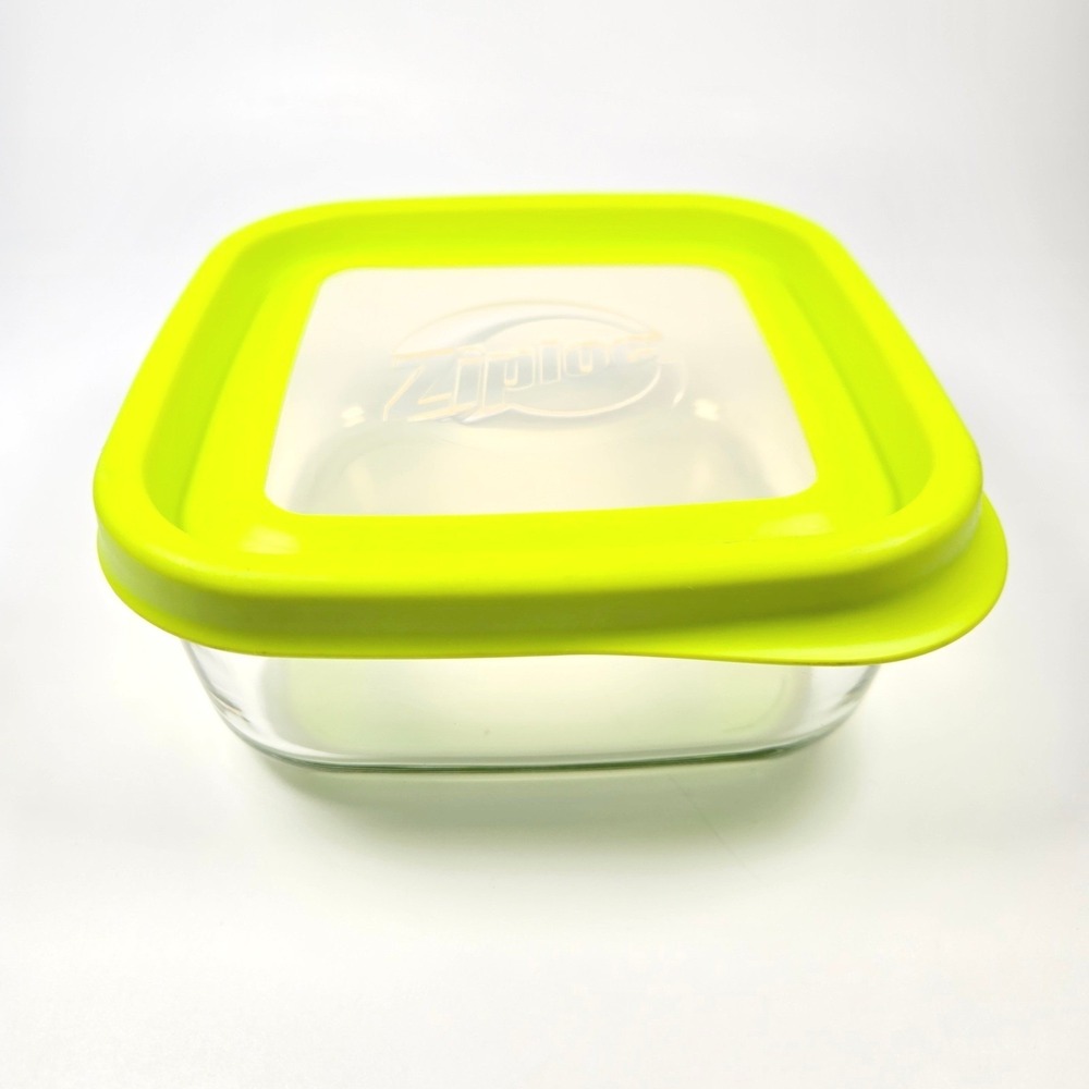 Ziploc VersaGlass Food Storage Container Square 32‎ oz Green Lid Bormioli Rocco
